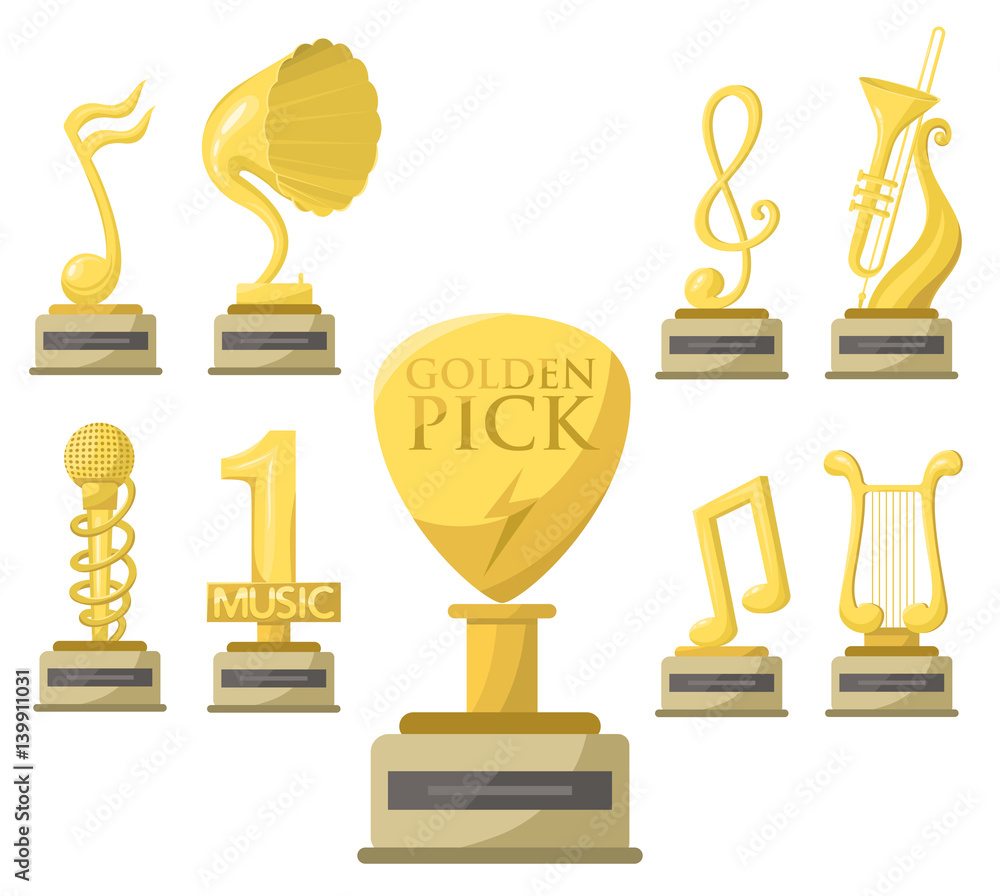Gold rock star trophy music notes best entertainment win achievement