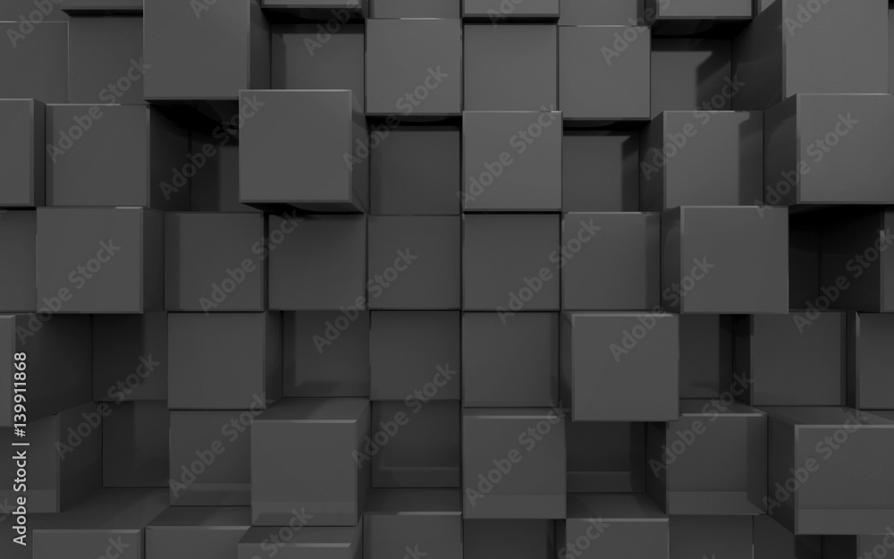 Background from extruded squares, black color Background from extruded squares, black color