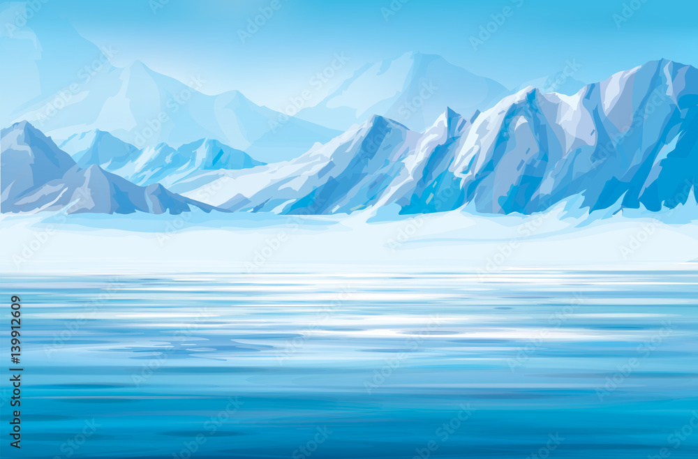 Vector snow mountains background. Vector snow mountains background.