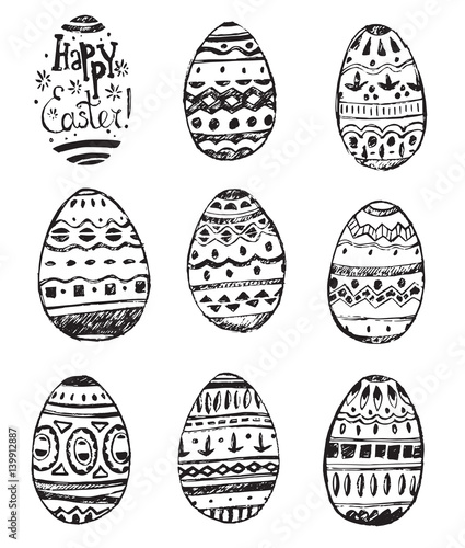 Collection of hand drawn vector easter ornamental rich decorated