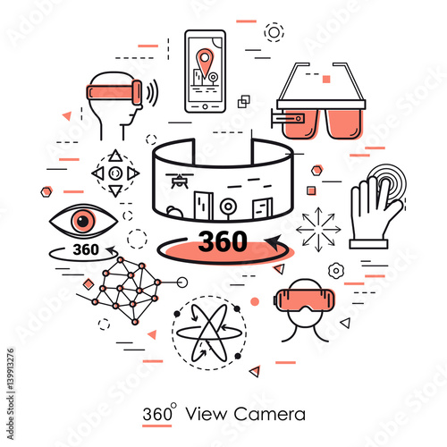 Camera view 360 - Red Line Art