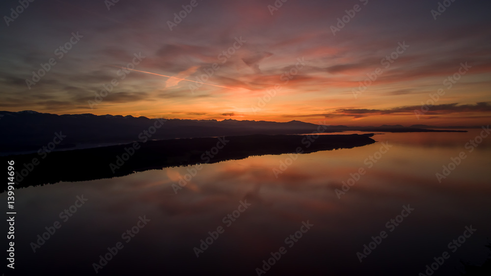 sunset over Denman Island