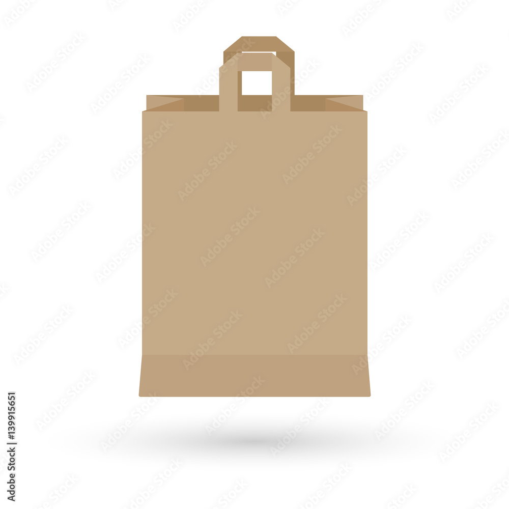 Grocery brown paper bag vector illustration isolated on white background with shadow Grocery brown paper bag vector illustration isolated on white background with shadow