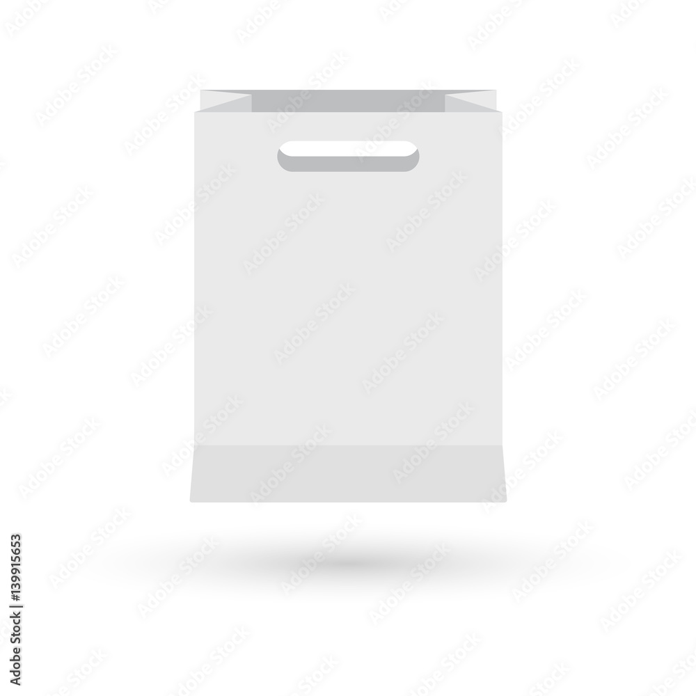 Grocery white paper bag vector illustration isolated on white background with shadow Grocery white paper bag vector illustration isolated on white background with shadow