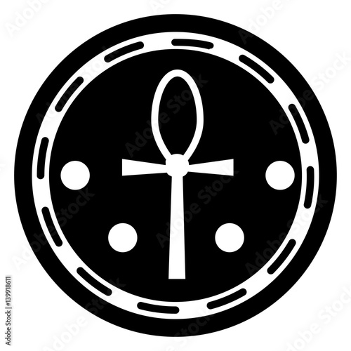 Black and white ancient Egyptian religious sign Ankh