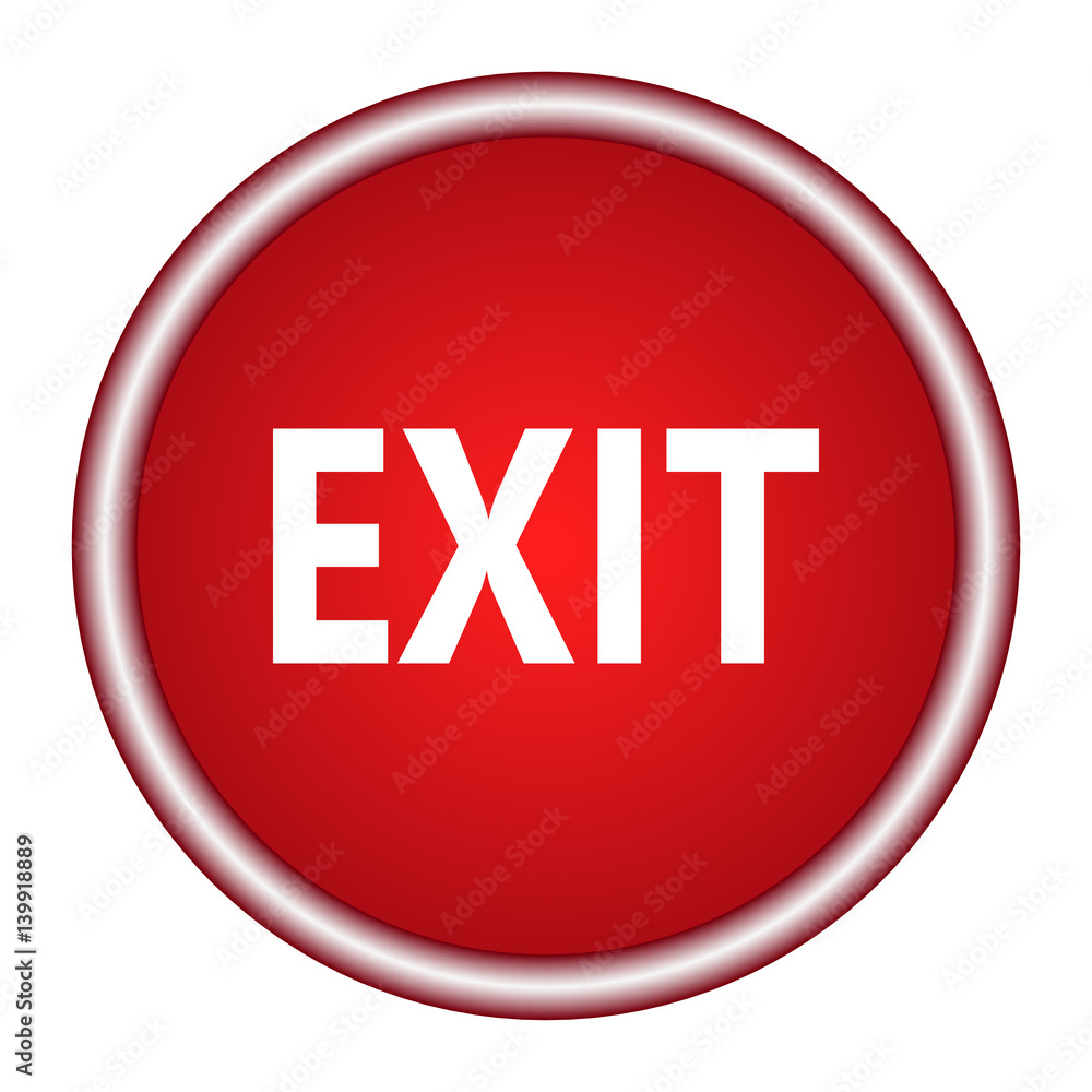 exit red glossy circle icon on white background exit red glossy circle icon on white background