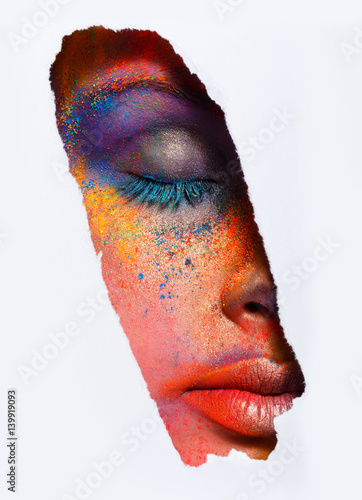 Face of model with colorful...