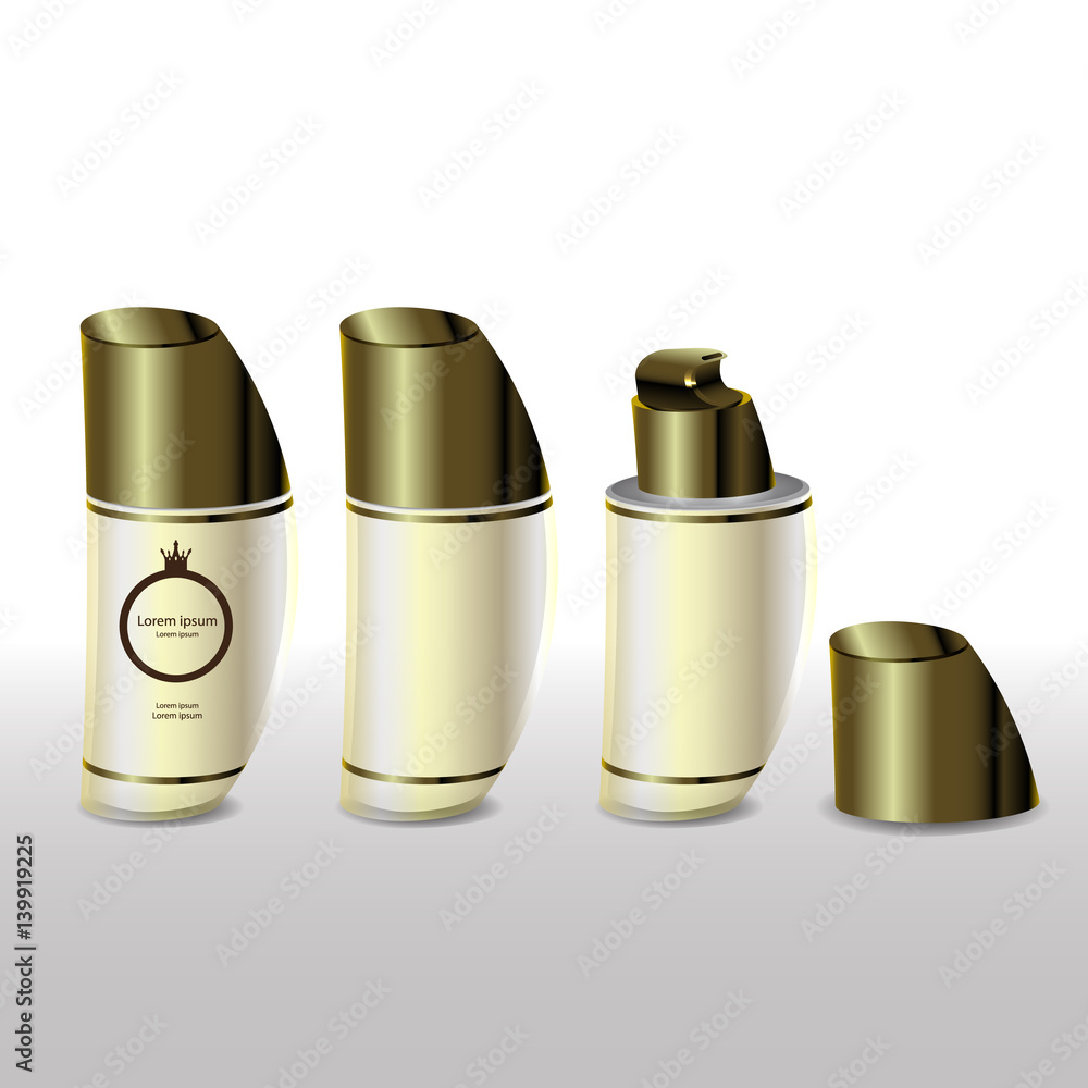 Luxury cosmetic bottle set with isolated background Luxury cosmetic bottle set with isolated background