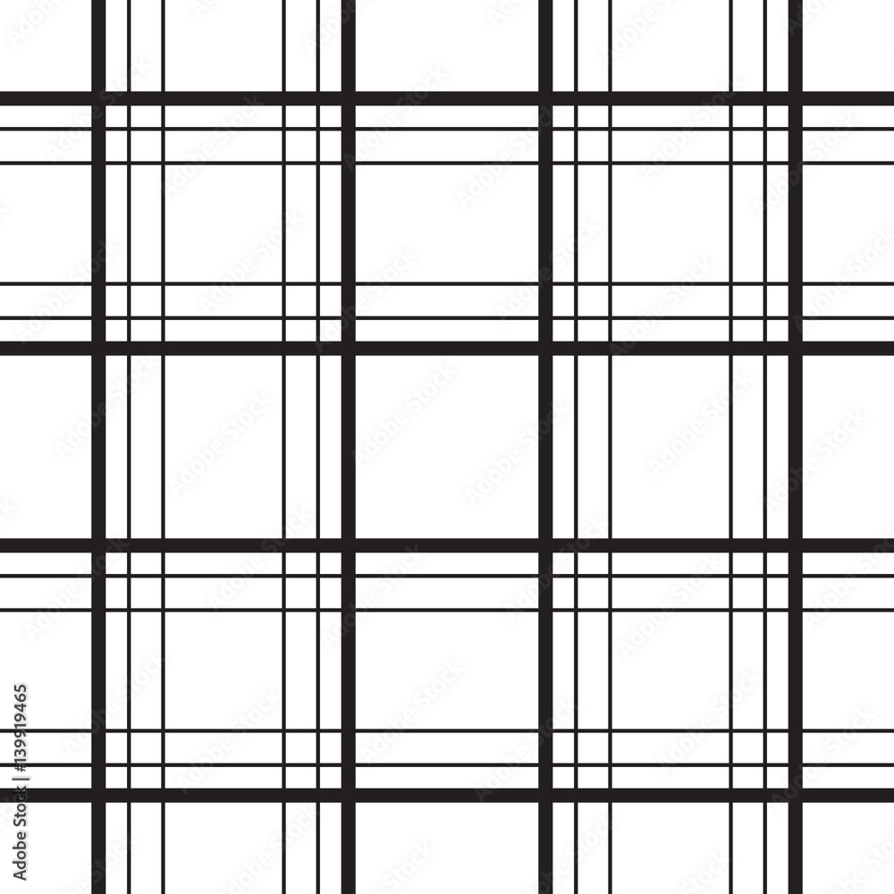Vecteur Stock Geometric plaid line black and white minimalistic vector  pattern. Checkered background. | Adobe Stock