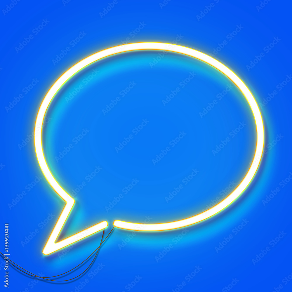 Blank neon speech bubble sign. 3D rendering Blank neon speech bubble sign. 3D rendering