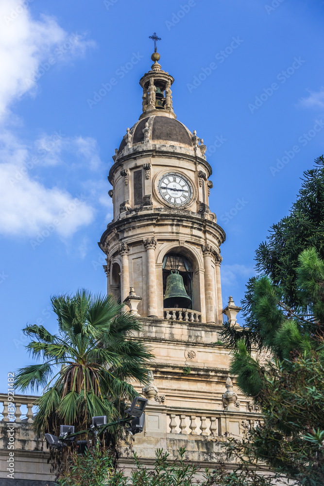 Cathedral of Saint Agatha tower in Catania, Sicily, Italy