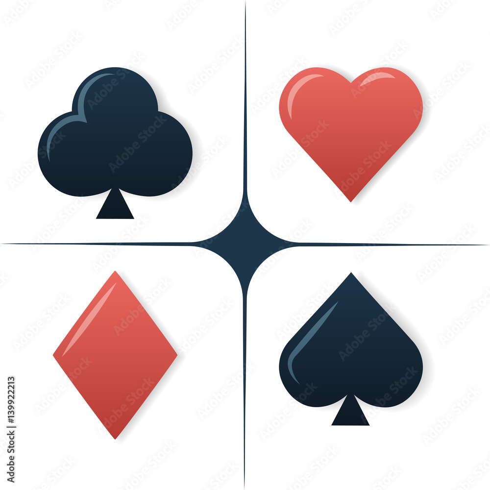 Colorful playing cards symbols set on white background. Colorful playing cards symbols set on white background.