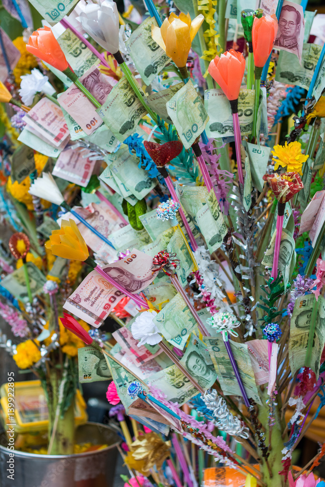 Money tree at a traditional Buddhist ceremony, 