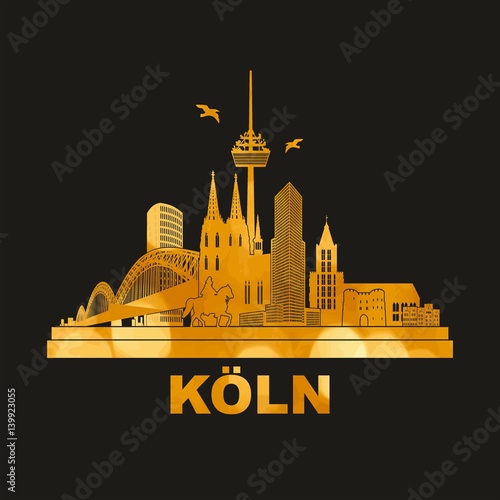 Köln Panorama Skyline Wandtatoo Sehenswürdigkeiten Kölner Dom Hohenzollernbrücke Rathaus Triangle Stadtansicht Städtetour Tourismus 