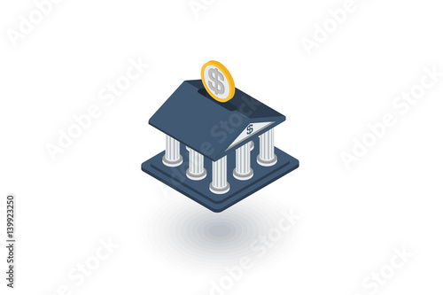 bank isometric flat icon. 3d vector colorful illustration. Pictogram isolated on white background