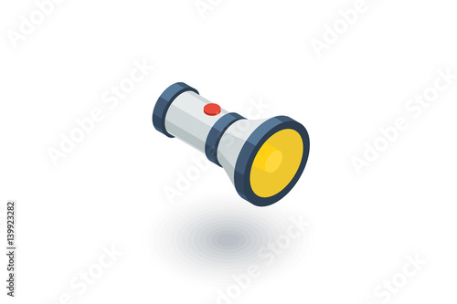 flashlight isometric flat icon. 3d vector colorful illustration. Pictogram isolated on white background