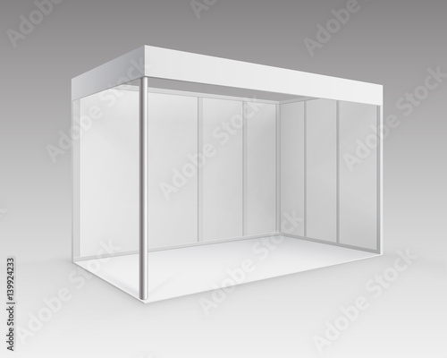 White Blank Indoor Trade exhibition Booth Standard Stand for Presentation in Perspective Isolated on Background