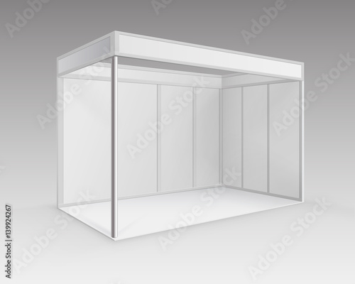 Vector White Blank Indoor Trade exhibition Booth Standard Stand for Presentation in Perspective Isolated on Background