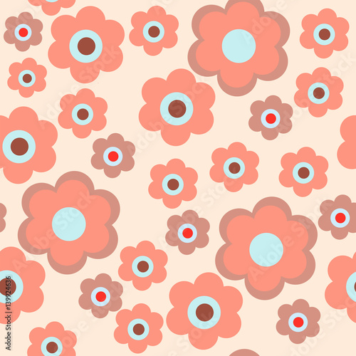 Stylish seamless texture with flowers on a pink background
