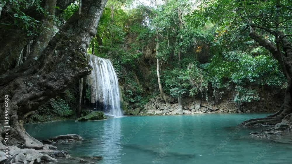 Deep forest Erawan Waterfall at Erawan National Park,  Kanchanaburi Province, Thailand

