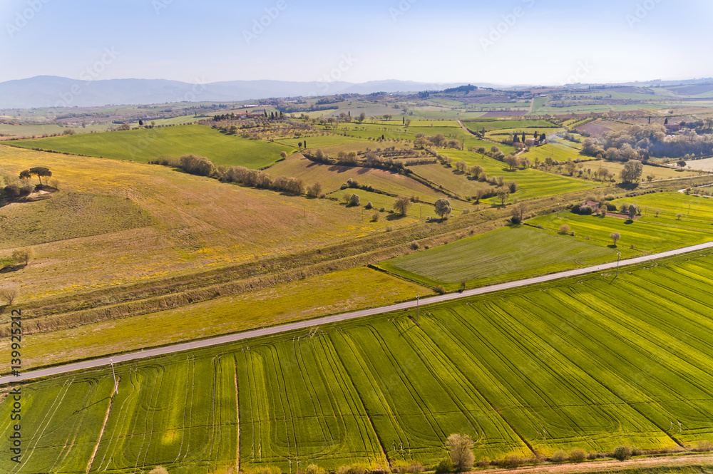 The unspoiled nature in the green Val di Chiana in Tuscany - Italy