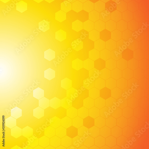 Vector : Hexagons on yellow and orange background