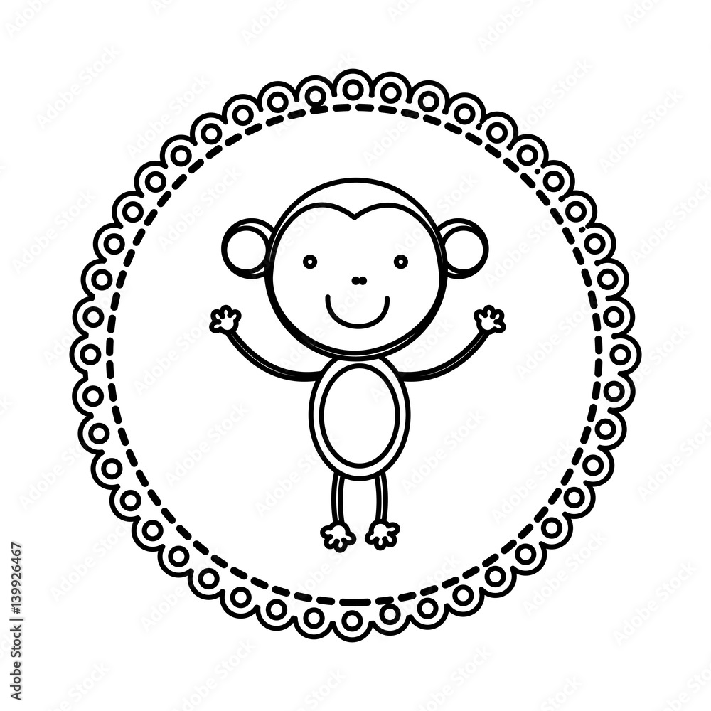 figure emblem with monkey inside icon, vector illustraction design figure emblem with monkey inside icon, vector illustraction design