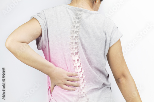 spine bones injury white background