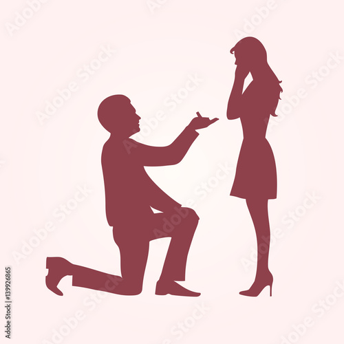 Offer of marriage. Silhouettes of man and woman