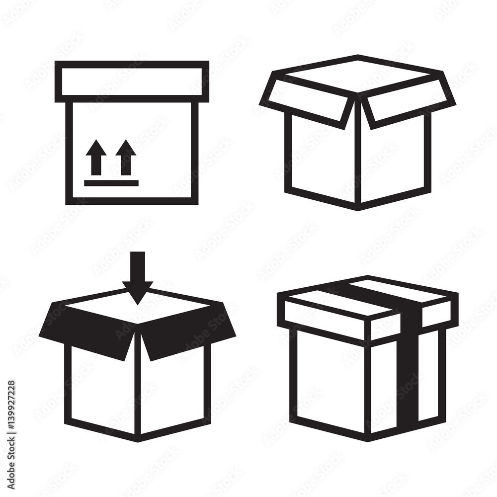 Carton box pack set packing boxes vector Carton box pack set packing boxes vector