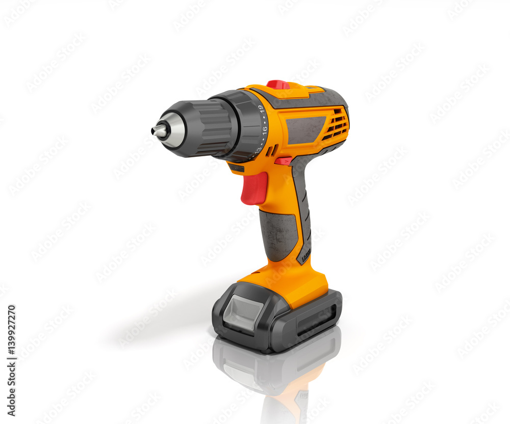 combi drill impact drill and screw driver 3d render isolated on white background combi drill impact drill and screw driver 3d render isolated on white background