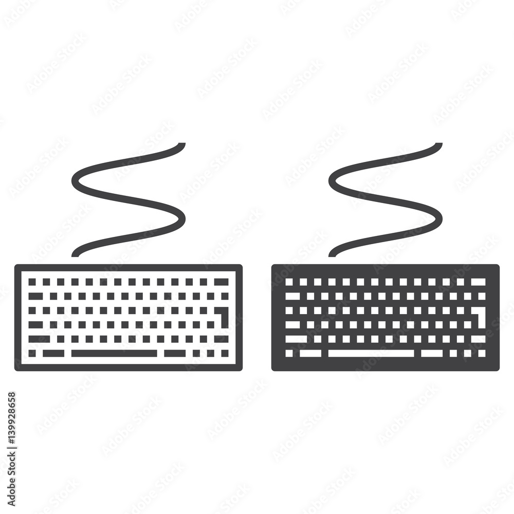 Computer keyboard line icon, outline and filled vector sign, linear and ...