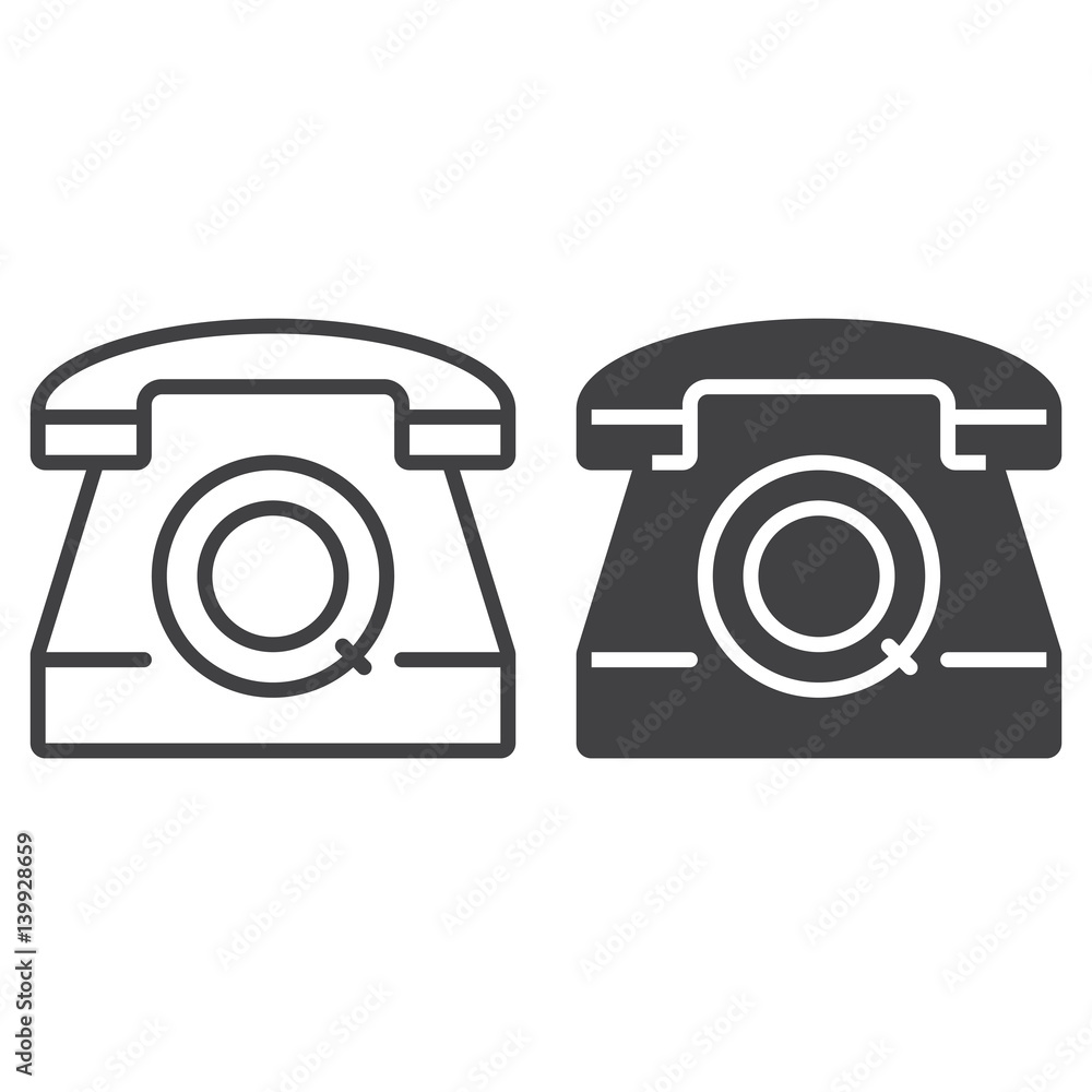 telephone line icon, old phone outline and filled vector sign, linear and full pictogram isolated on white, logo illustration telephone line icon, old phone outline and filled vector sign, linear and full pictogram isolated on white, logo illustration