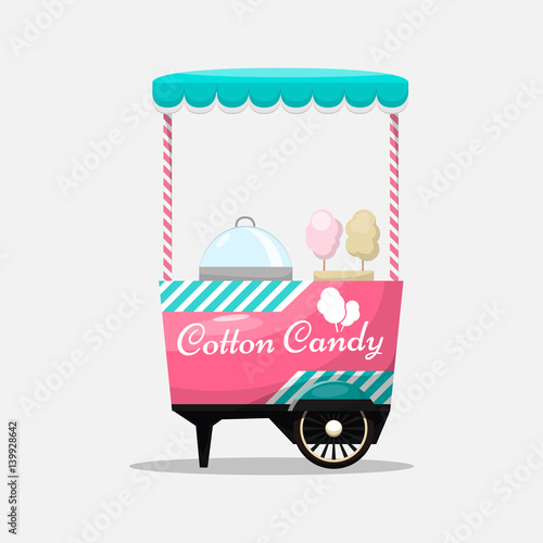 Cotton candy cart, kiosk on wheels, retail, sweets and confectio