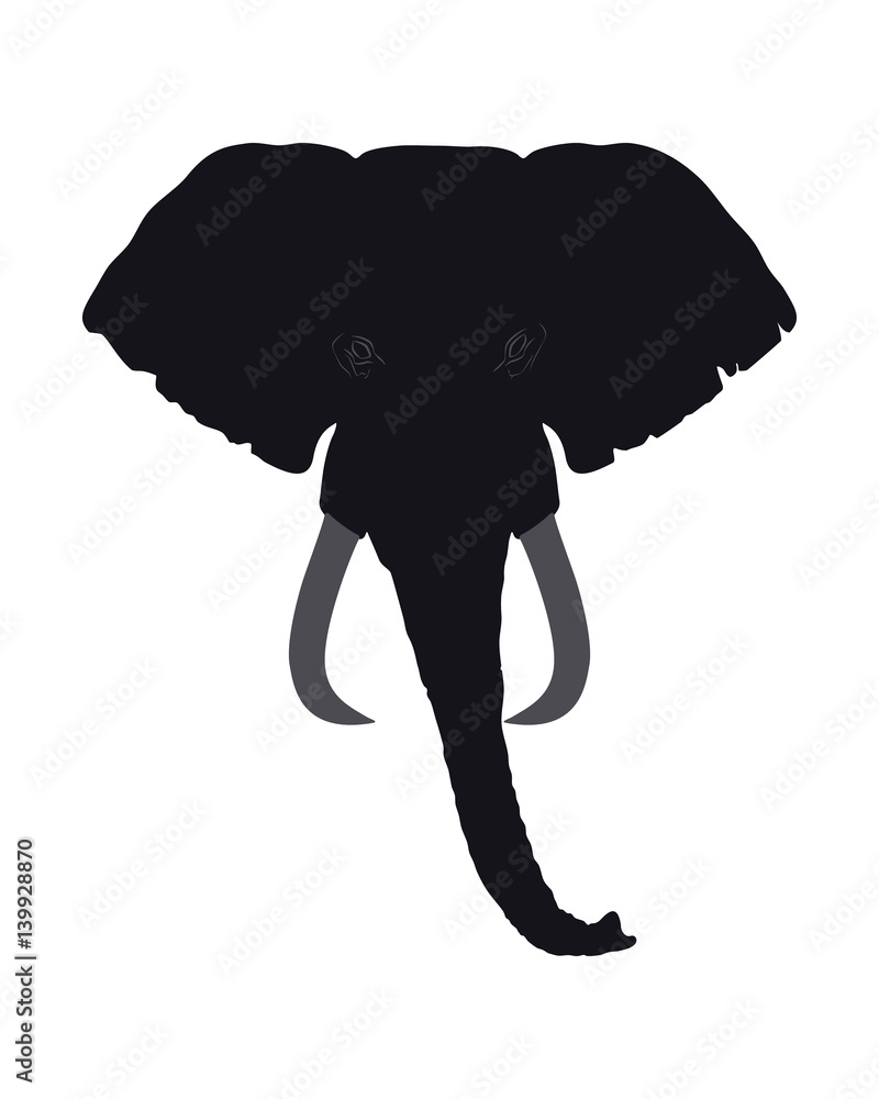 Naklejka premium Elephant Head Front View. This Silhouette May Be Used for Your Logo