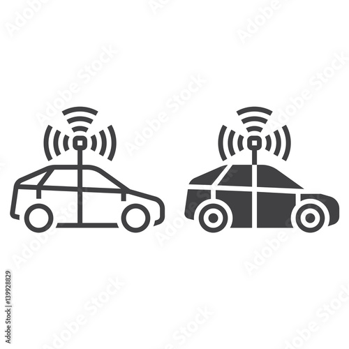 autonomous car line icon, outline vector logo illustration, linear pictogram isolated on white
