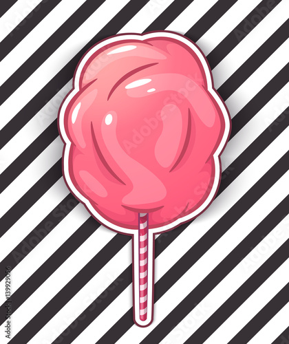 Cotton candy isolated vector illustration handmade.