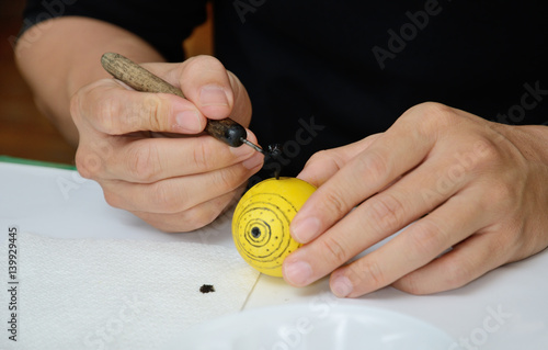 Writing of the Ukrainian Easter egg photo