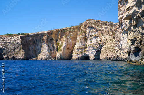 Steep cliff over Mediterranean sea on south part of Malta island © Serg Zastavkin