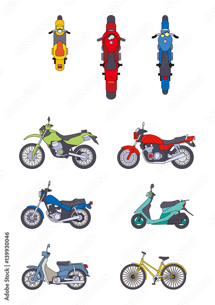 バイク オートバイ 二輪 原付 スクーター カブ オンロードバイク オフロード Stock イラスト Adobe Stock