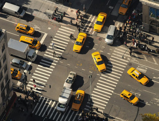 Sierkussen New York taxi Gele taxi's op kruispunt bovenaanzicht  © Bumble Dee