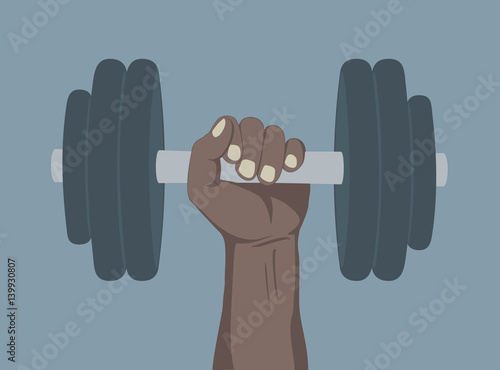 Hands lifted dumbell weight - winer and strength concept 