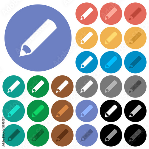 Pencil round flat multi colored icons