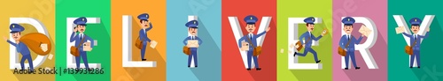 DELIVERY Picture Set with Mailman Characters.