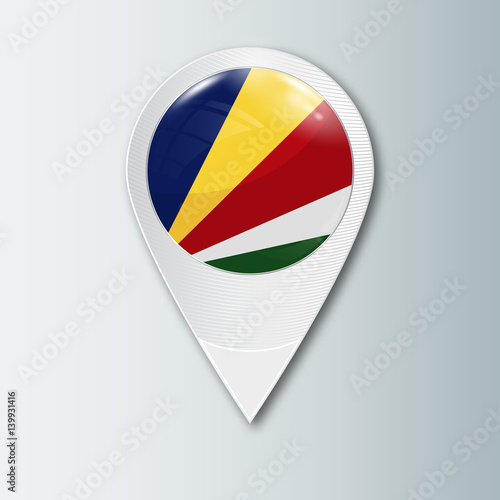 Pointer with the national flag of Seychelles islands in the ball with reflection. Tag to indicate the location. Realistic vector illustration. Free Download Pointer with the national flag of Seychelles islands in the ball with reflection. Tag to indicate the location. Realistic vector illustration. - GFXLoad