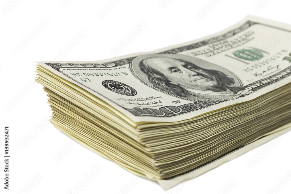 stack of dollars on white background stack of dollars on white background