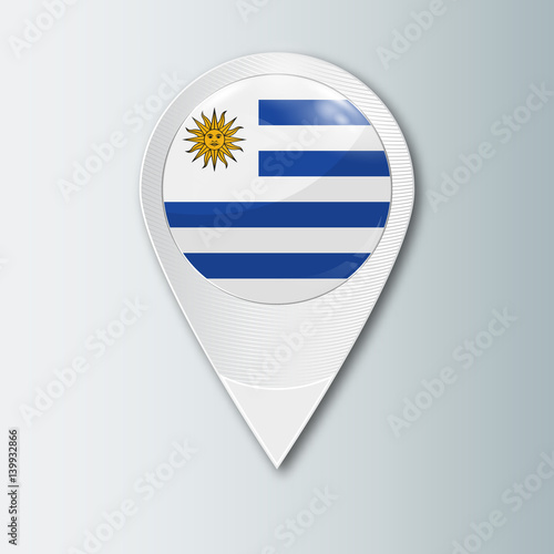 Pointer with the national flag of Uruguay in the ball with reflection. Tag to indicate the location. Realistic vector illustration. Free Download Pointer with the national flag of Uruguay in the ball with reflection. Tag to indicate the location. Realistic vector illustration. - GFXLoad