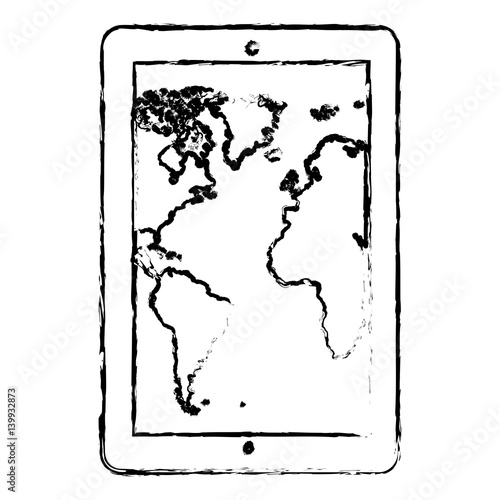 contour map in the smarphone icon, vector illustraction design