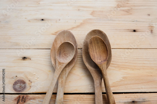 spoons on wood table