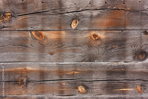 Wallpaper Mural Old, horizontal, wooden, shabby, burnt planks in cracks. Torontodigital.ca